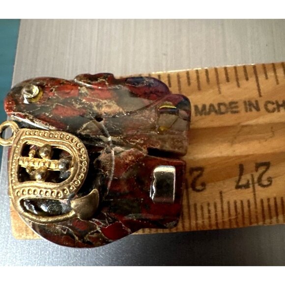 Red Jasper Elephant Pendant Vintage Carved Charm Natural Stone Spiritual - Picture 6 of 7